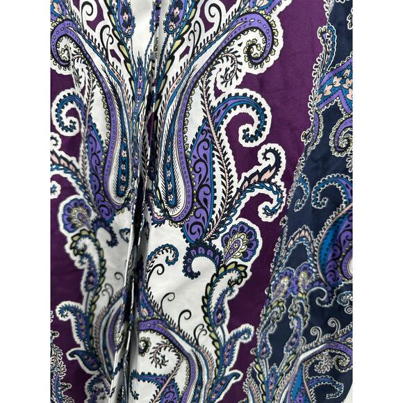 Chicos Tunic Women Purple Paisley Hidden Button No Iron Button Front Size L - Picture 4 of 8